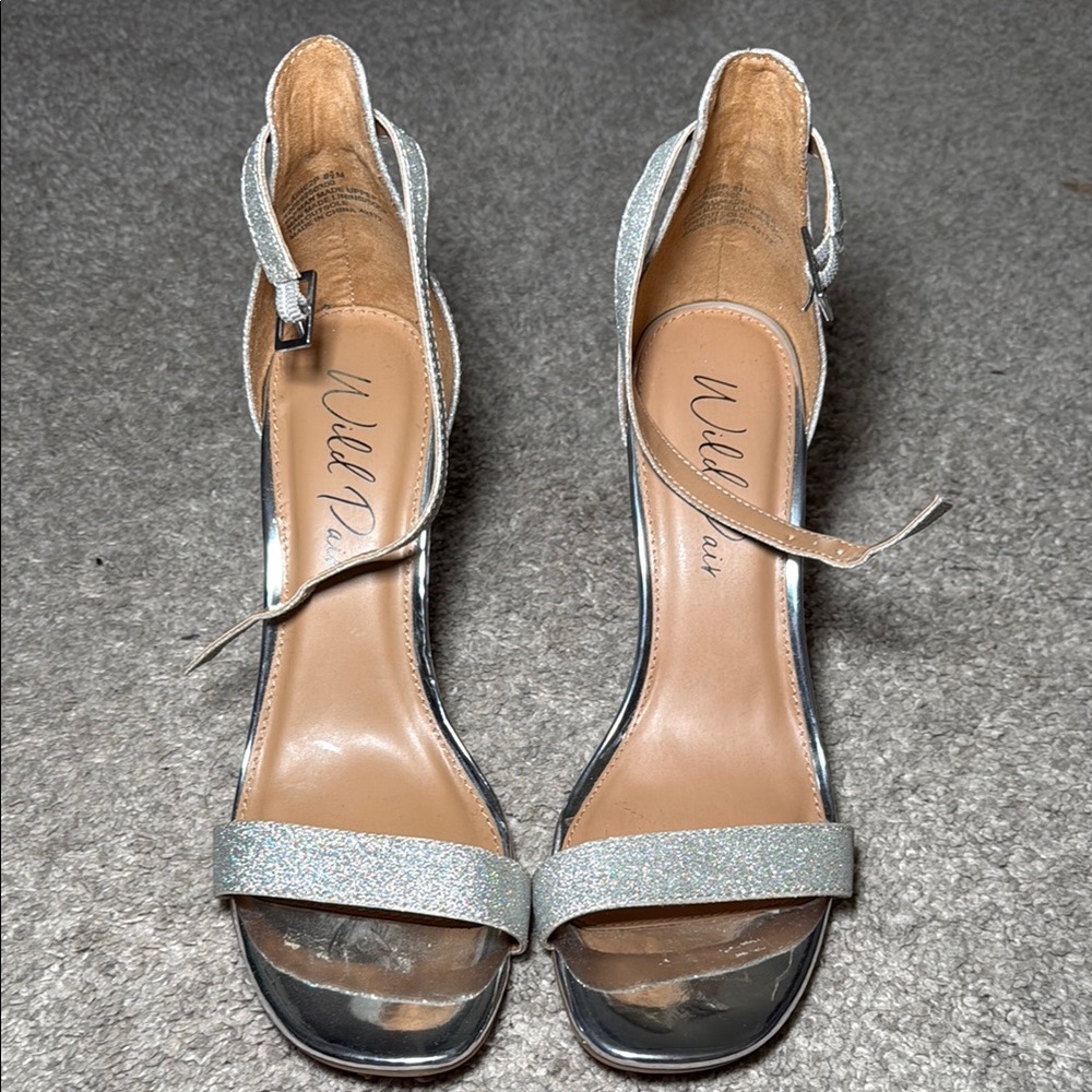 Wild Pair Silver Tan Heels Elegant Stiletto Sandals